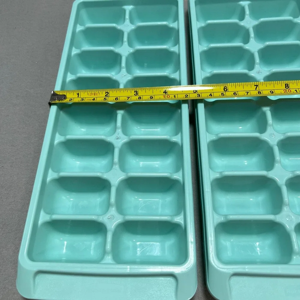 Vintage 1991 Rubbermaid Aqua Ice Cube Trays Set of 2 Stacking Easy Release #2867